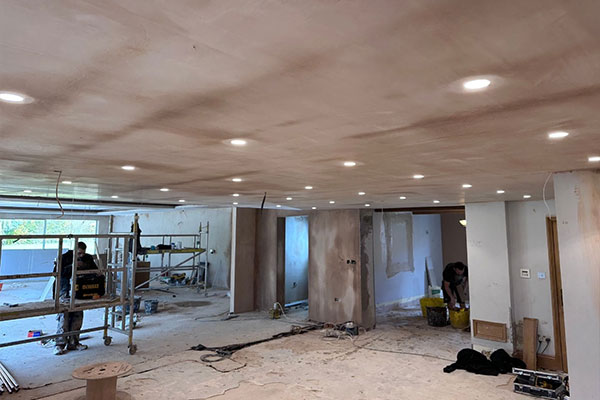 Wall and ceiling plastering at Chester business