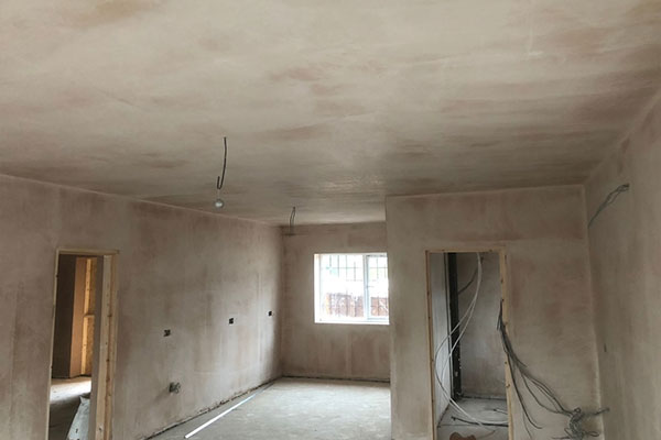 Walls and ceiling plastered at Chester domestic property